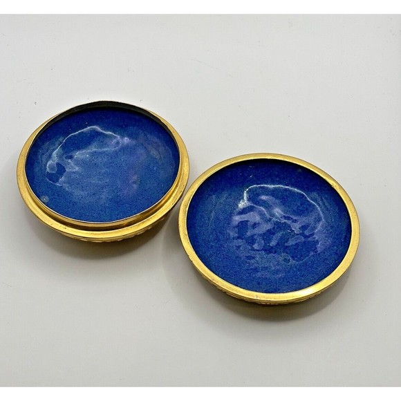 Vintage Cloisonné Gold Bird Floral Flowers Lidded Trinket Box Dish Used - Picture 6 of 12